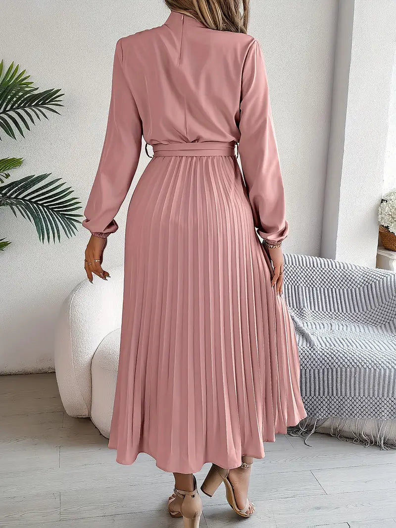 Jasmine | Women’s Long Sleeve Pleated Belted Dress