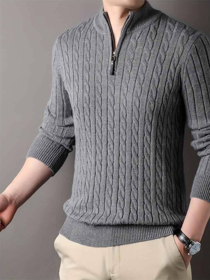 Connor | Men’s Half Zip Ribbed Knit Sweater