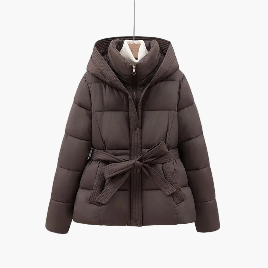 Laura | Women’s Casual Hooded Belted Quilted Winter Jacket