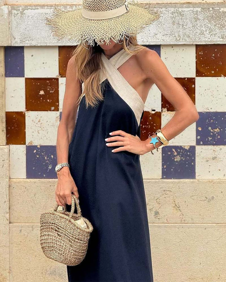 Olive | Elegant Cross Neck Dress