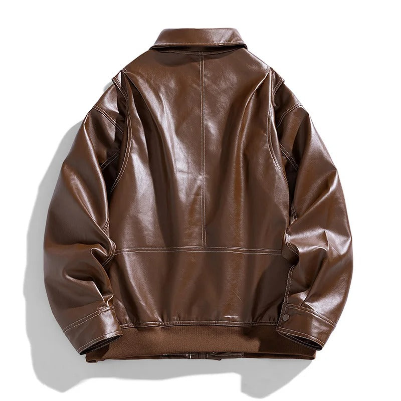 Mark | Men’s Modern Oversized Leather Bomber Jacket