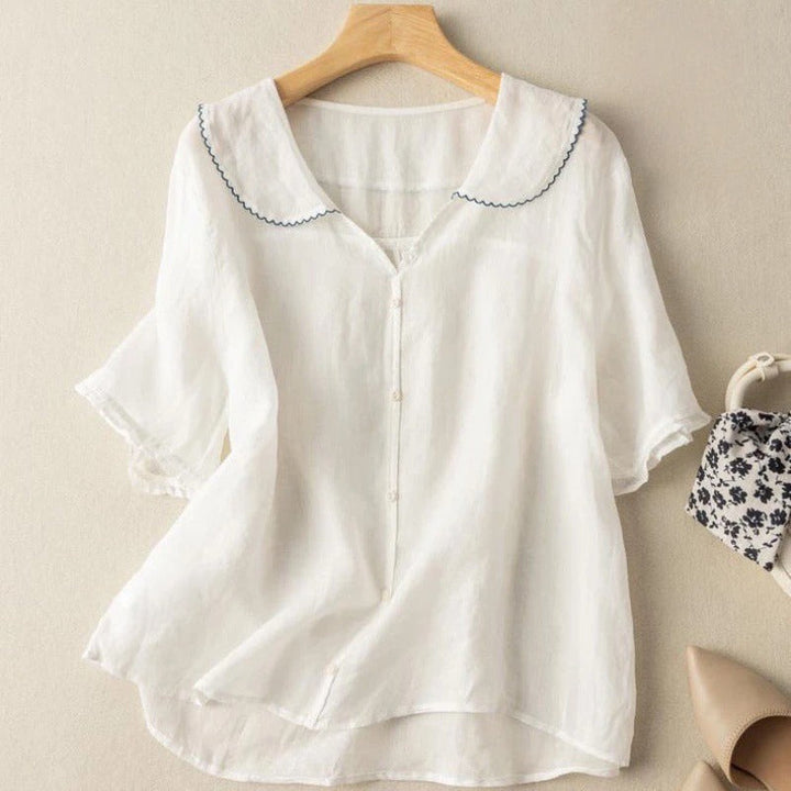Eloise™ | Scallop Trim Button Blouse