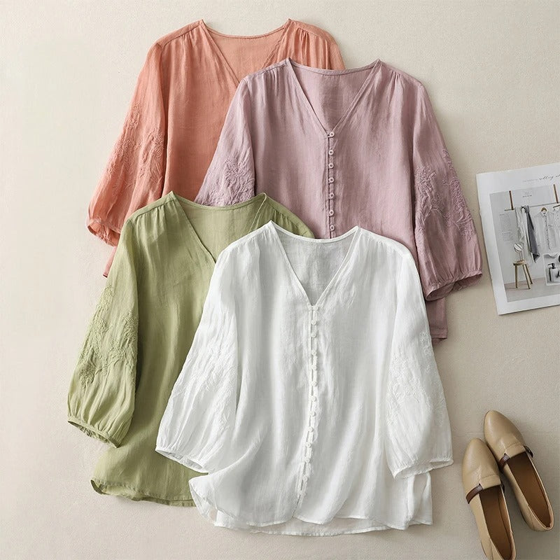 Seraphine | Women's Embroidered Linen Blouse