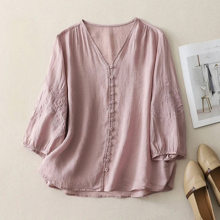 Seraphine | Women's Embroidered Linen Blouse