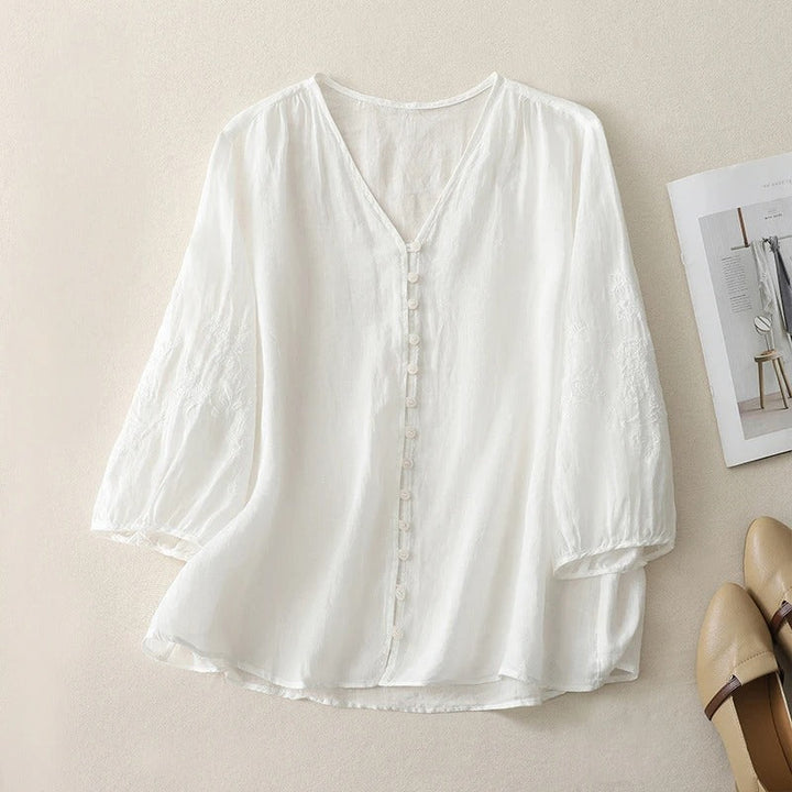 Seraphine | Women's Embroidered Linen Blouse
