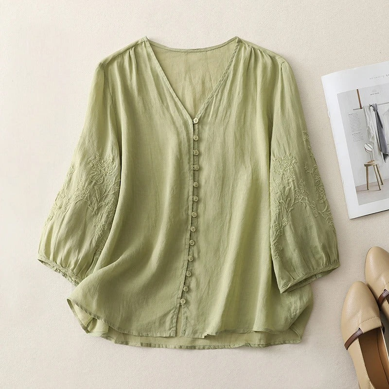 Seraphine | Women's Embroidered Linen Blouse