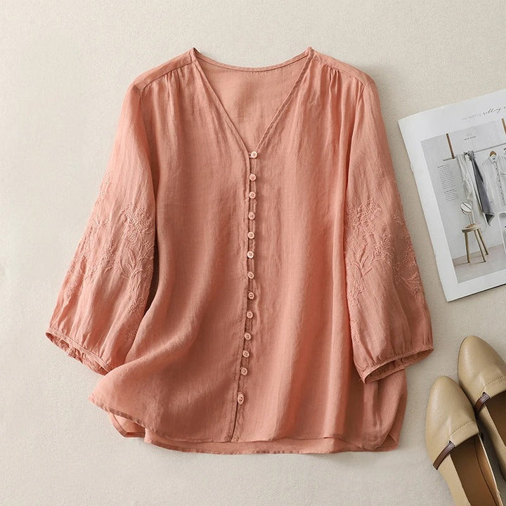 Seraphine | Women's Embroidered Linen Blouse