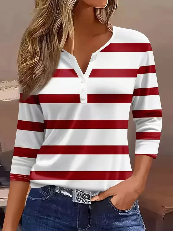 Camila™ | Striped V-Neck Top