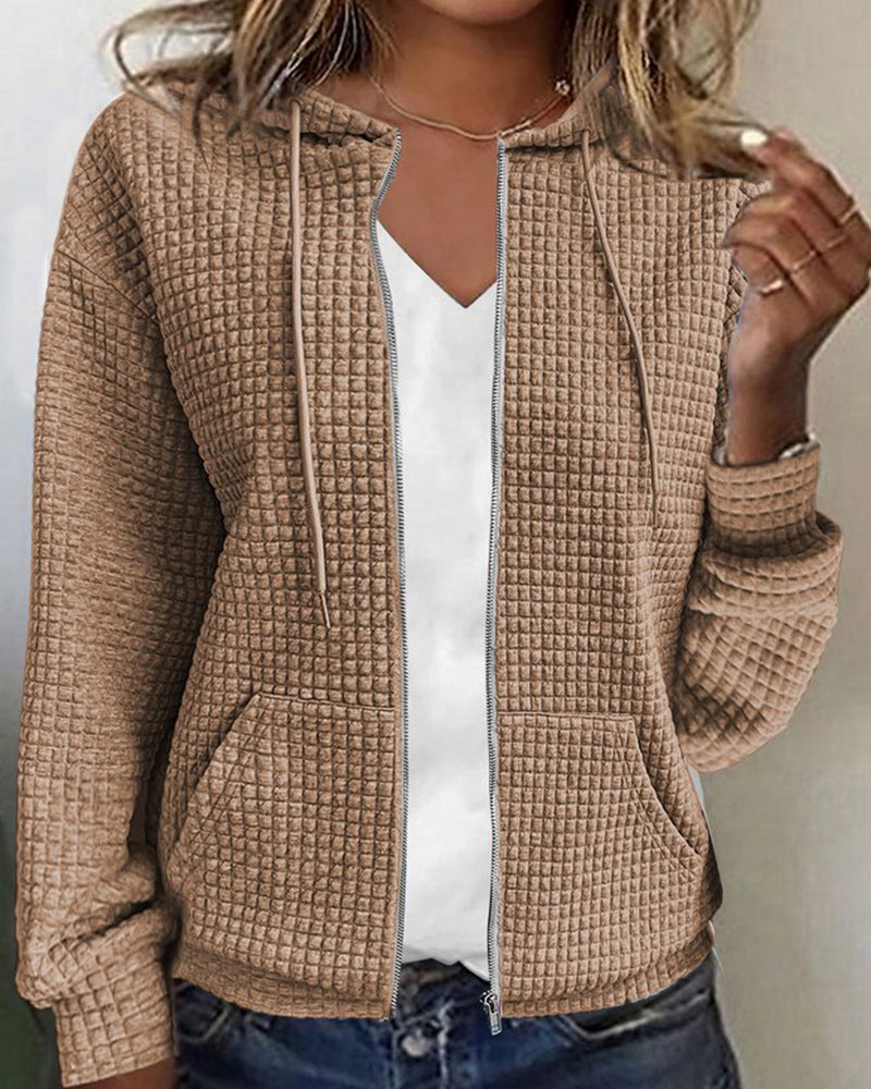 Audrey | Women’s Winter Hoodie Jacket with Waffle Knit