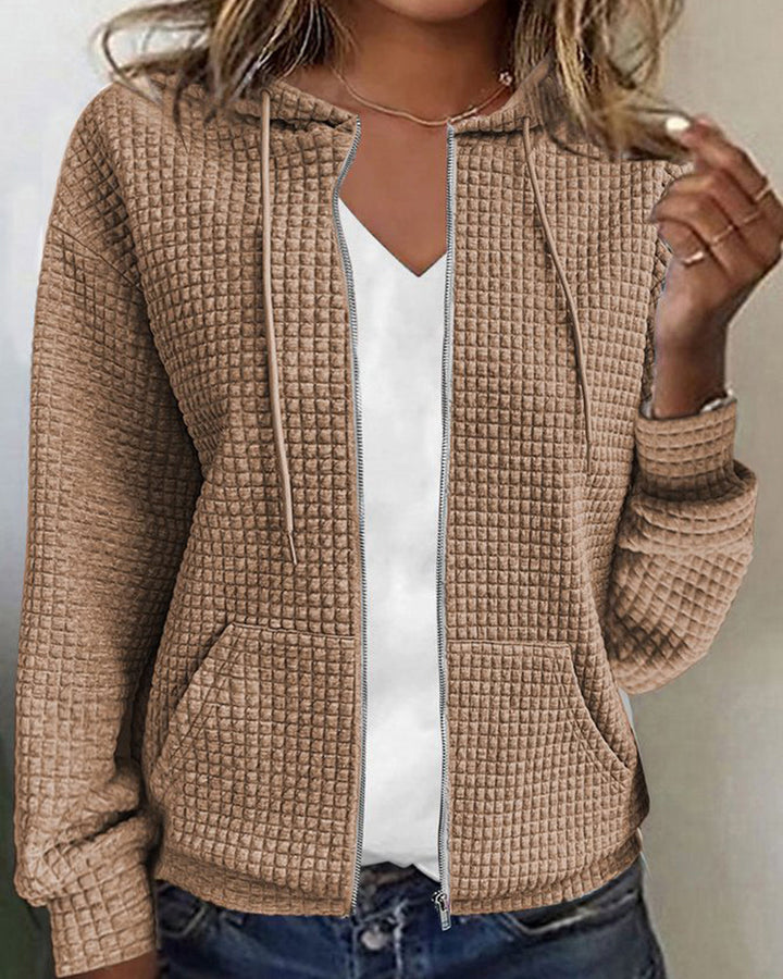 Audrey | Women’s Winter Hoodie Jacket with Waffle Knit