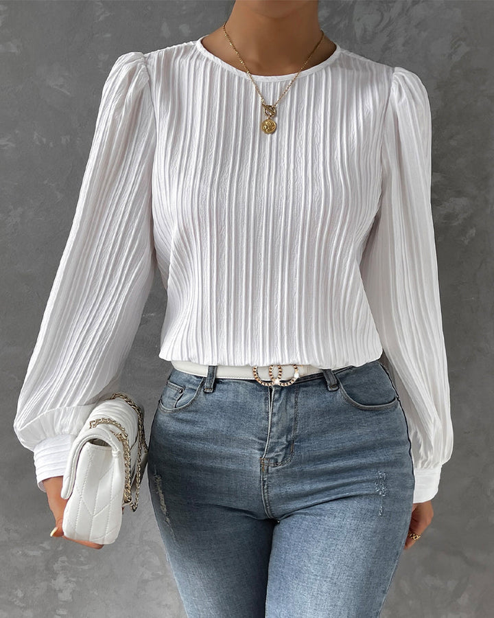 MARY | PLEATED LANTERN SLEEVE TOP FOR WOMEN