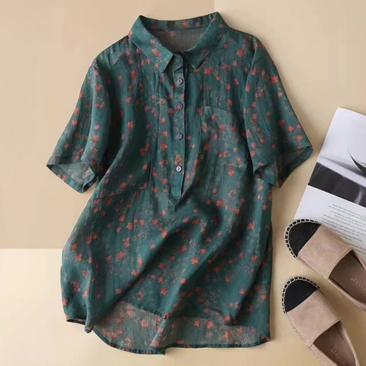 Maribel™ | Floral Half-Placket Shirt