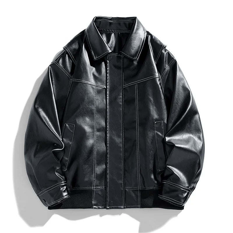 Mark | Men’s Modern Oversized Leather Bomber Jacket