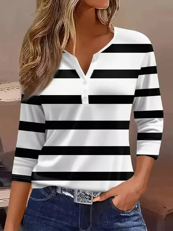 Camila™ | Striped V-Neck Top