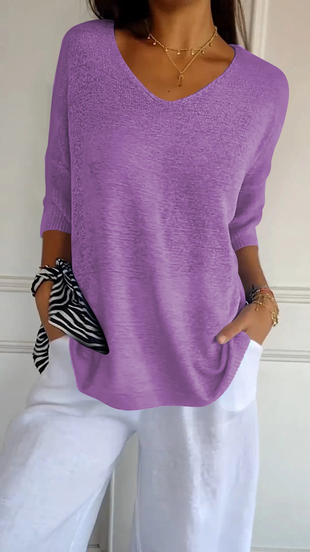 Ella | Women’s Comfy Casual V-Neck Pullover Top