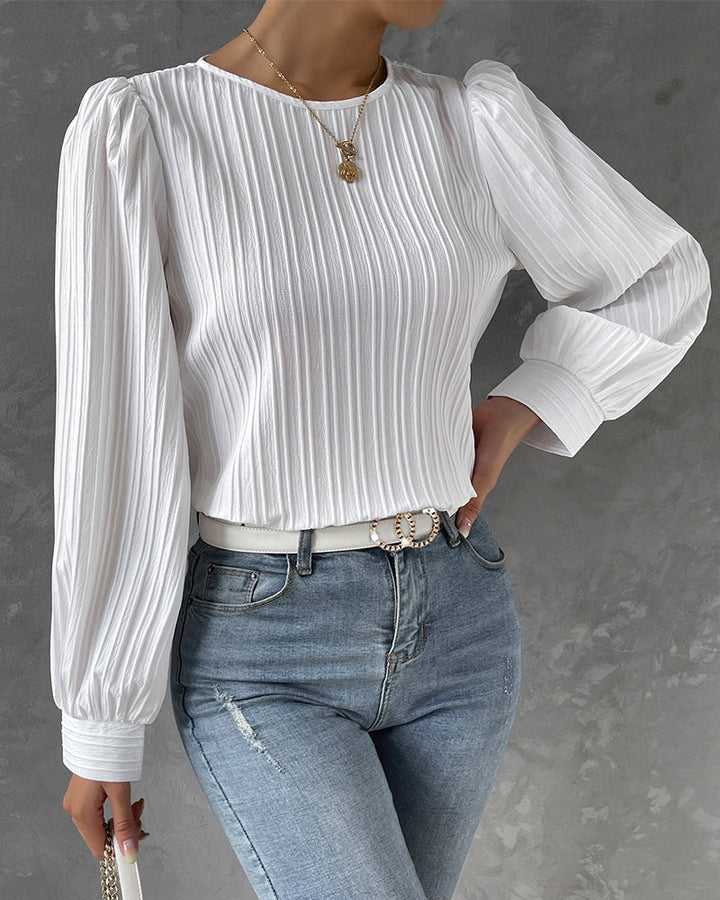 MARY | PLEATED LANTERN SLEEVE TOP FOR WOMEN