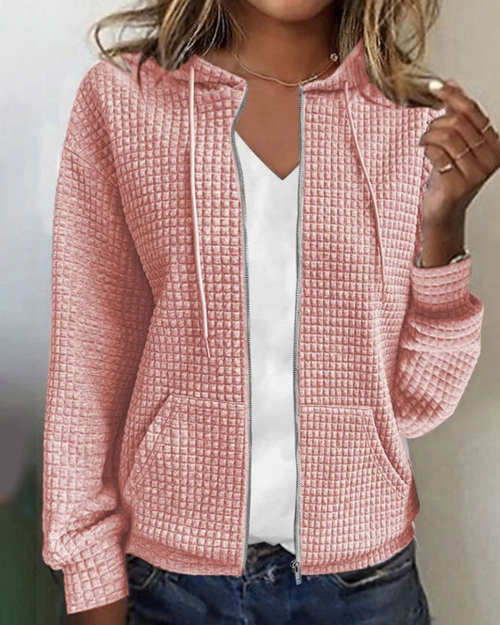 Audrey | Women’s Winter Hoodie Jacket with Waffle Knit