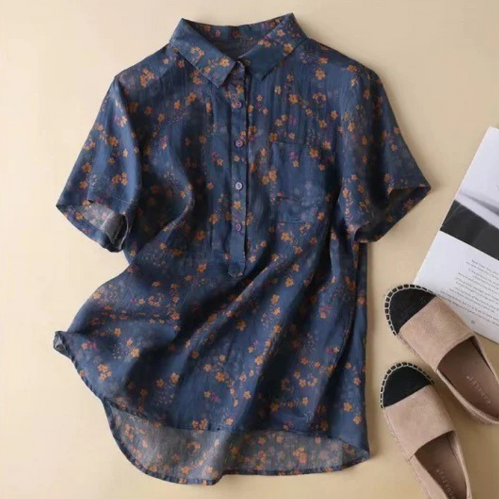 Maribel™ | Floral Half-Placket Shirt