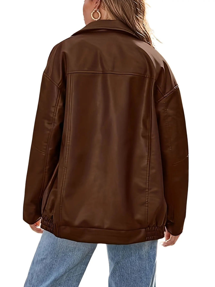 Eloise | Women’s Classic Oversized Leather Bomber jacket