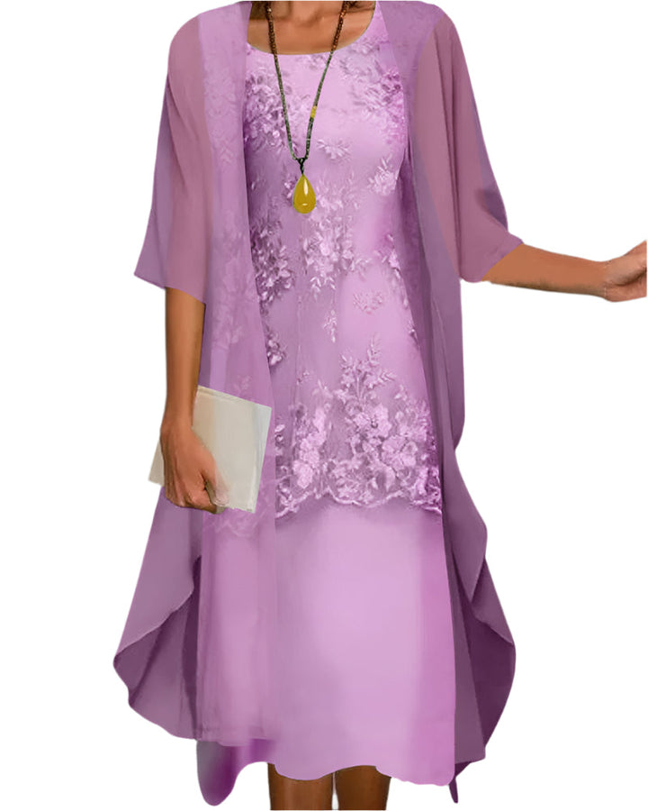 Caroline | Women’s Short Sleeve Outer Layer Midi Dress