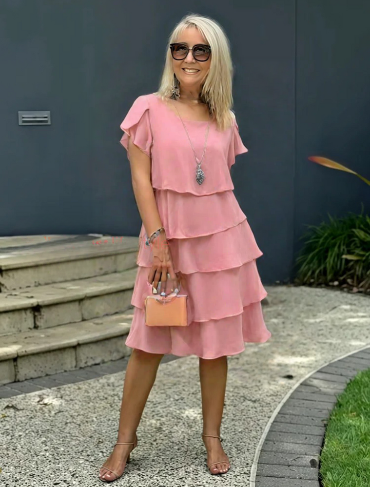 Karen | Women’s Short Sleeve Layered Midi Dress