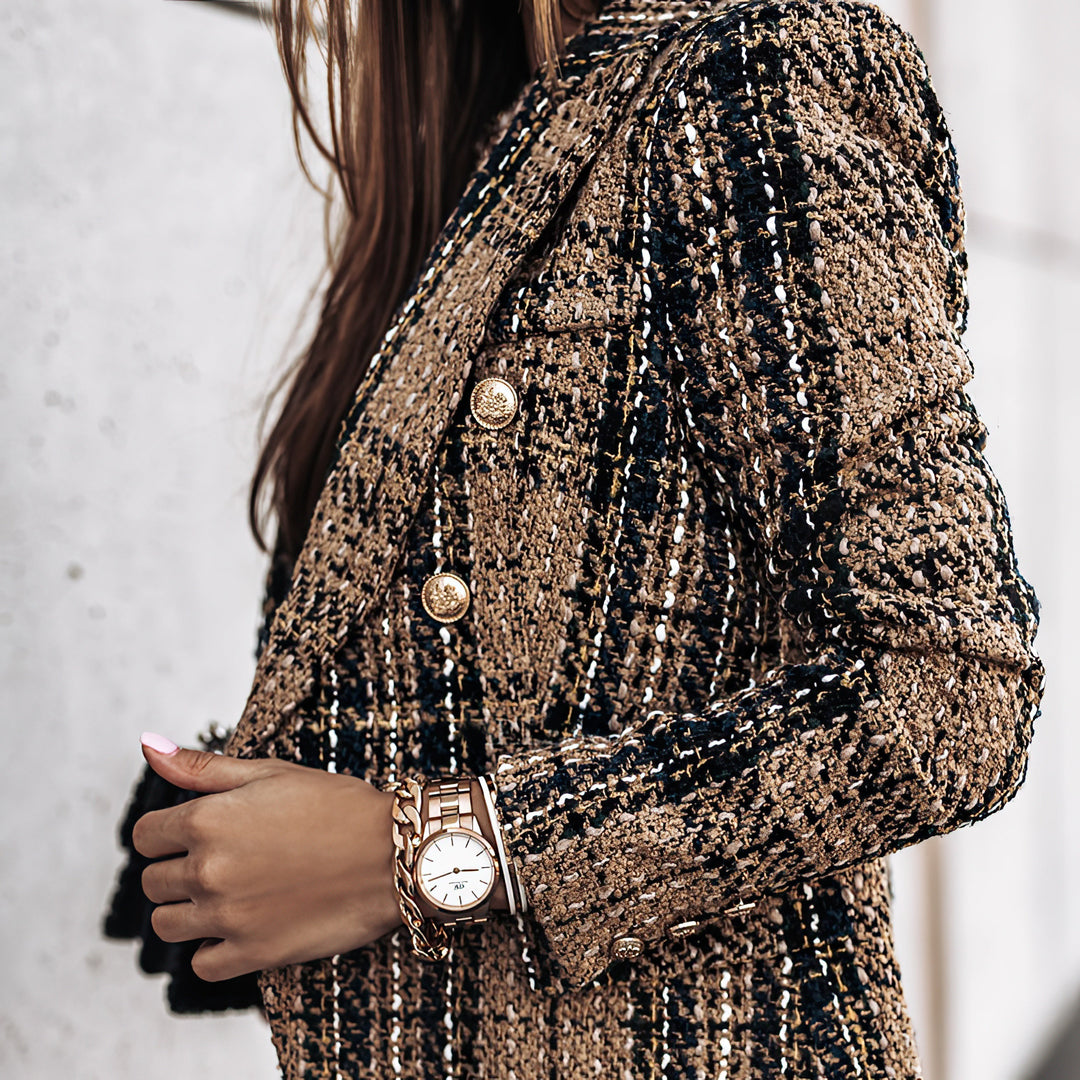 Bella | Women’s Check Pattern Double Breasted Blazer