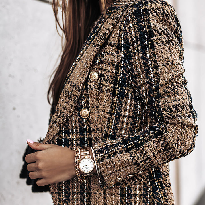 Bella | Women’s Check Pattern Double Breasted Blazer