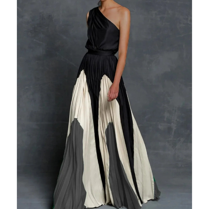 Isabelle | Women's One-Shoulder Pleated Maxi Dress