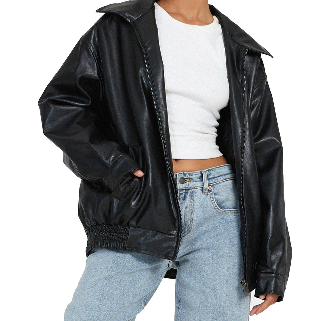 Katie | Women’s Relaxed Fit Zipper Bomber Jacket