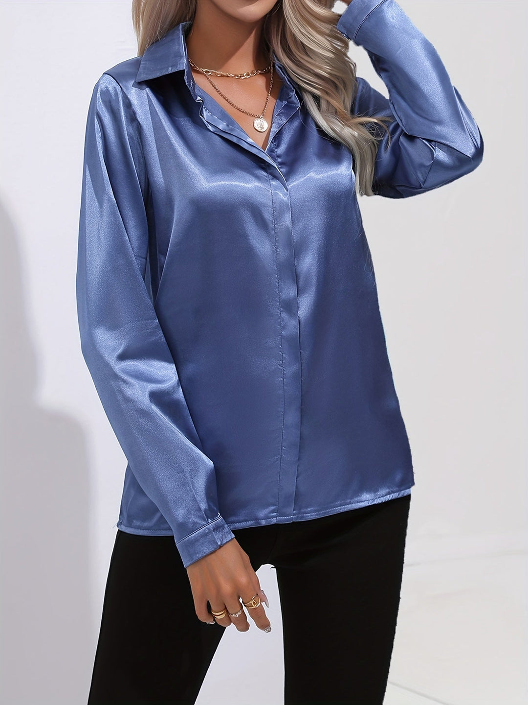 Victoria | Women’s Modern Button Front Stain Blouse