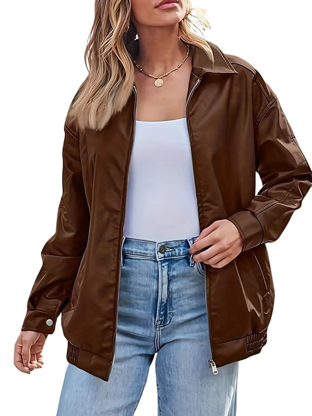 Eloise | Women’s Classic Oversized Leather Bomber jacket