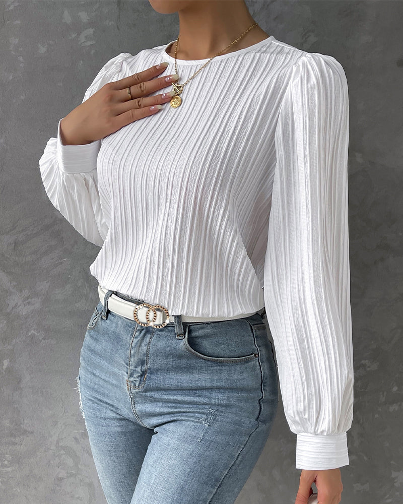 MARY | PLEATED LANTERN SLEEVE TOP FOR WOMEN