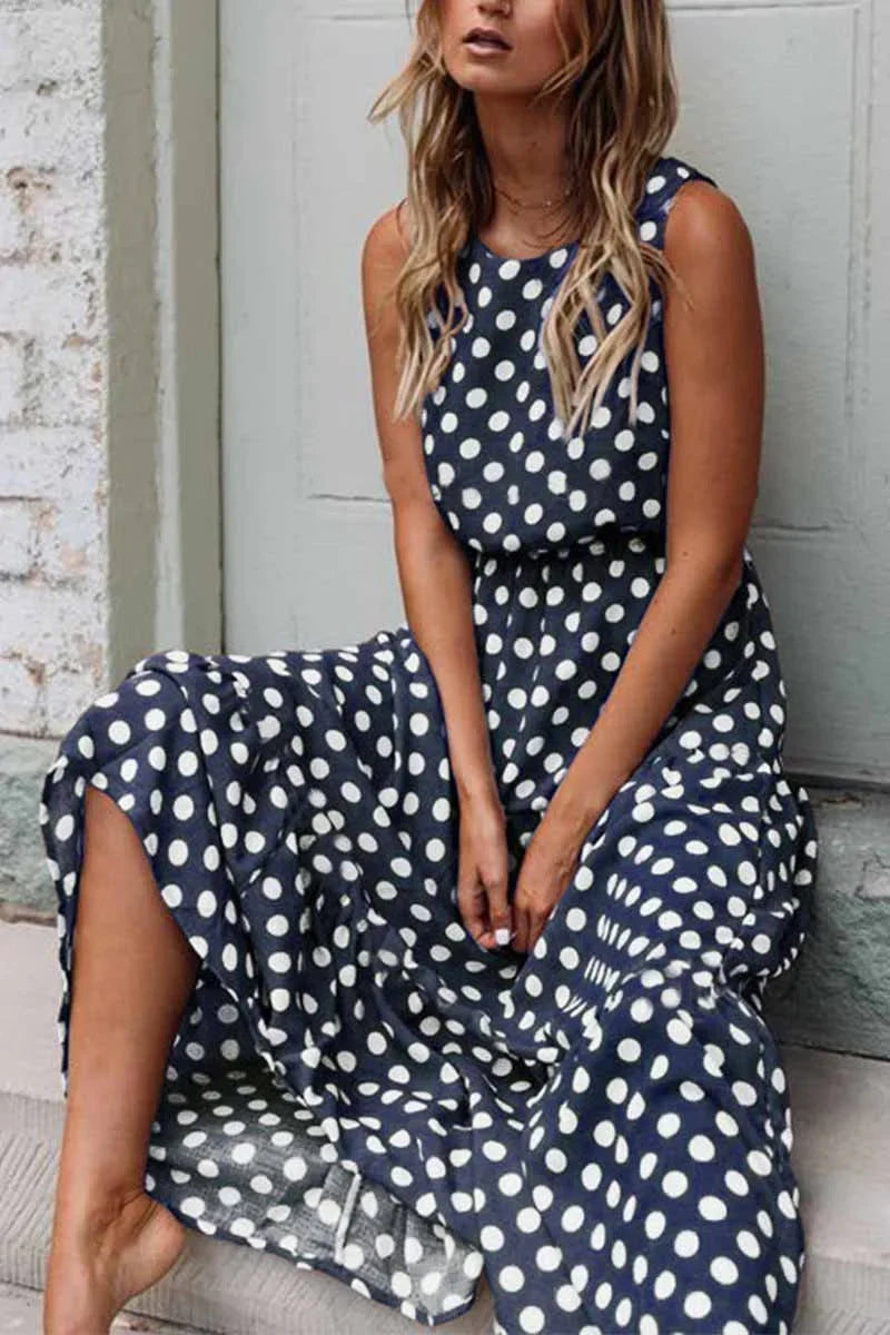 Isabelle | Women’s Polka Dot Sleeveless Casual Dress