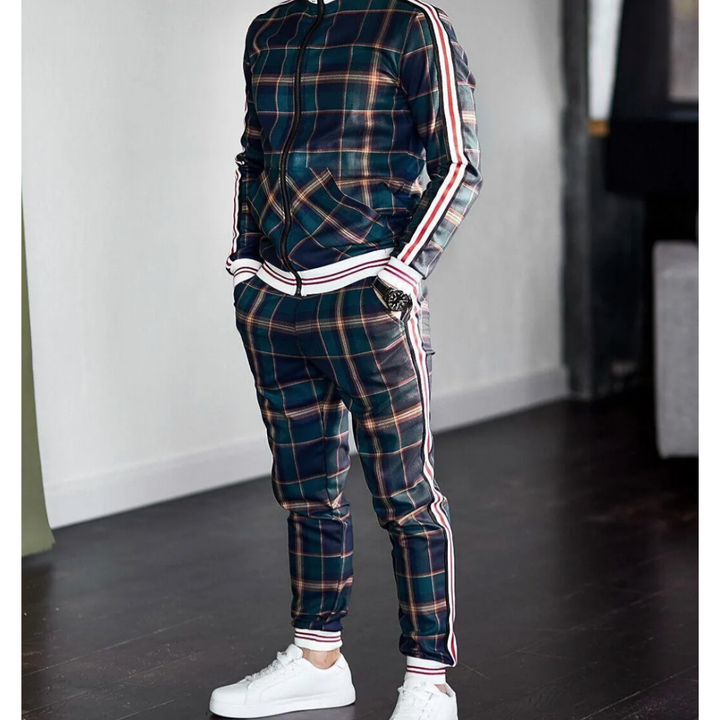 George | Striped Cuff Tracksuit with Checked Design