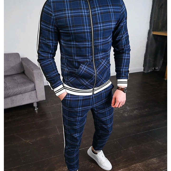 George | Striped Cuff Tracksuit with Checked Design