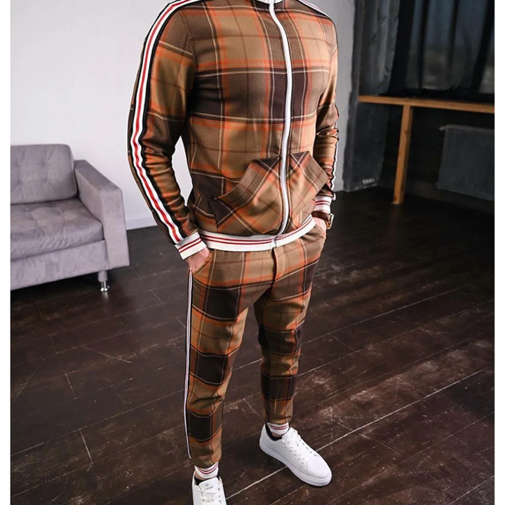 George | Striped Cuff Tracksuit with Checked Design