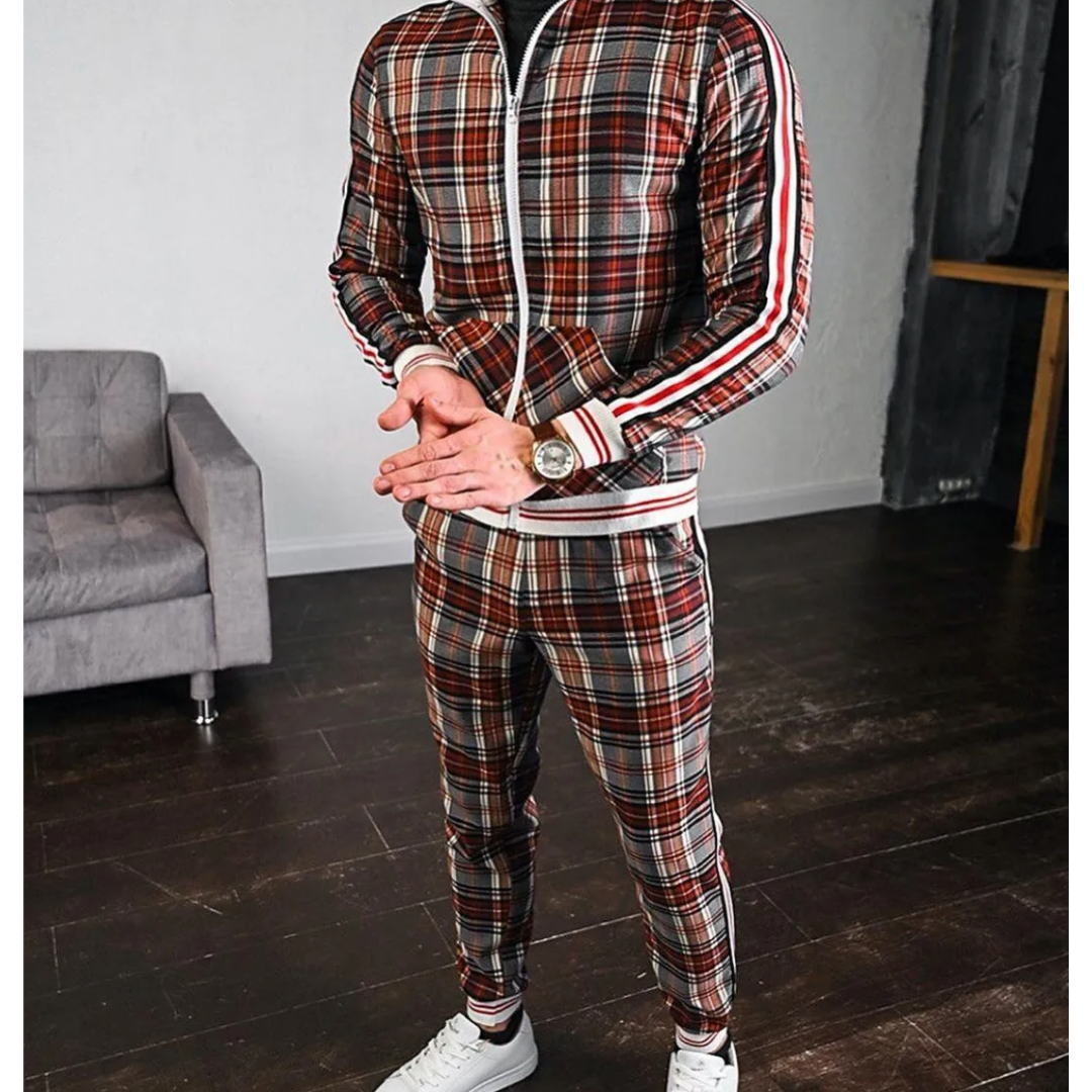 George | Striped Cuff Tracksuit with Checked Design