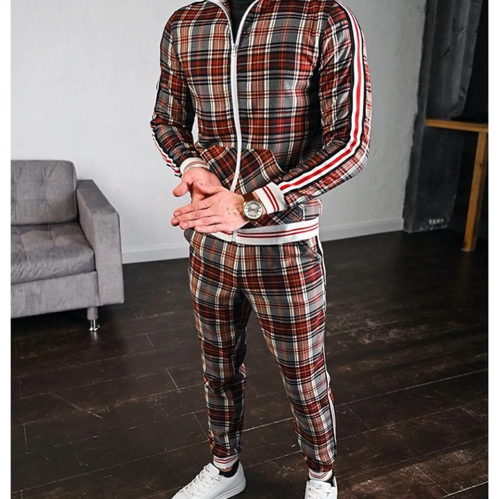 George | Striped Cuff Tracksuit with Checked Design