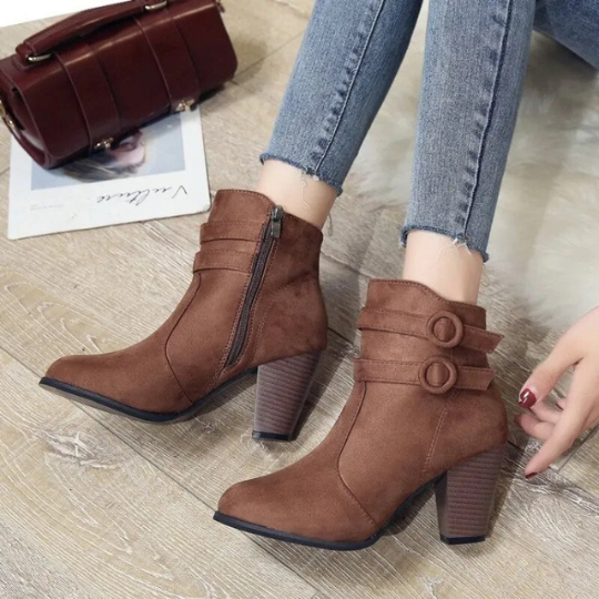 Eva | Women’s High Heel Ankle Boots with Buckle