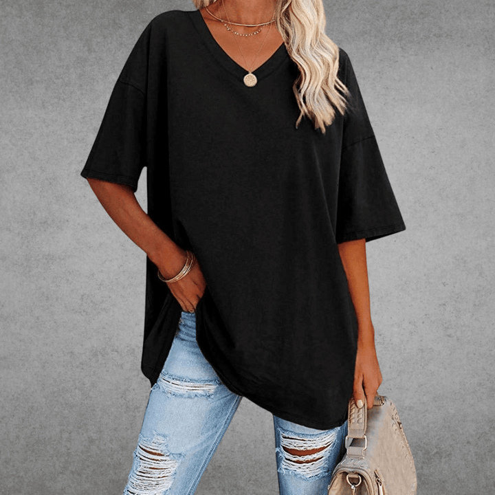 CATHERINA |  V-NECK T-SHIRT WITH TUMMY COVER