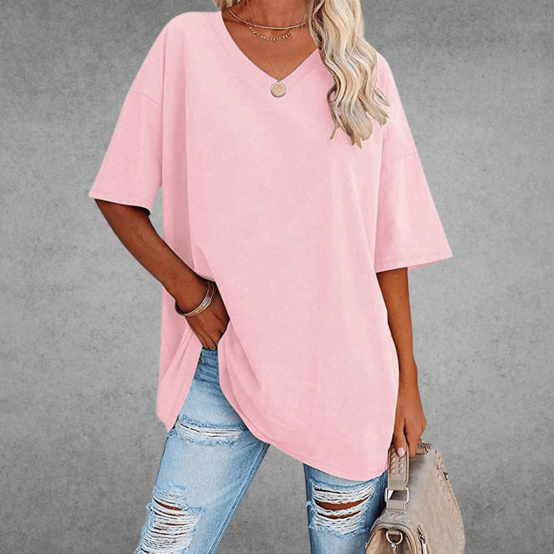 CATHERINA |  V-NECK T-SHIRT WITH TUMMY COVER