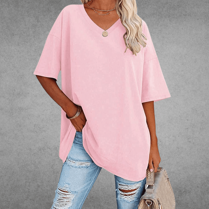 CATHERINA |  V-NECK T-SHIRT WITH TUMMY COVER