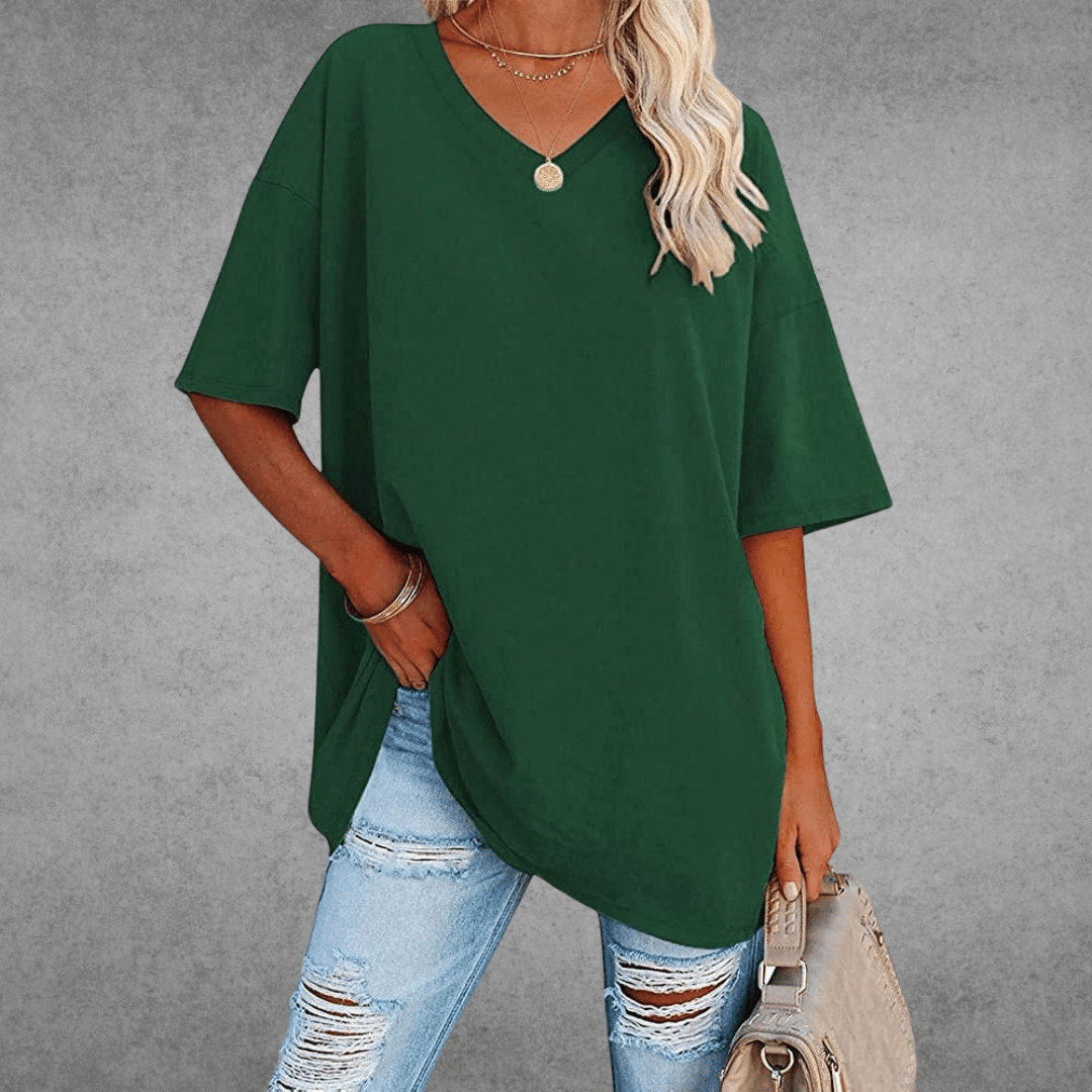 CATHERINA |  V-NECK T-SHIRT WITH TUMMY COVER