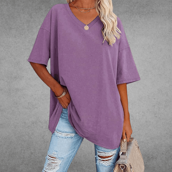 CATHERINA |  V-NECK T-SHIRT WITH TUMMY COVER