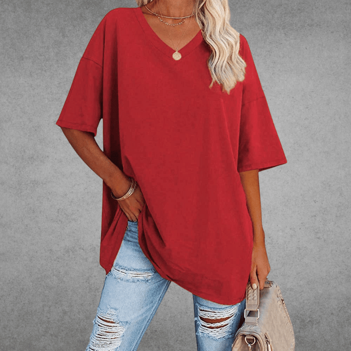 CATHERINA |  V-NECK T-SHIRT WITH TUMMY COVER