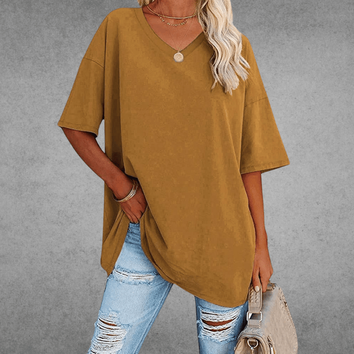 CATHERINA |  V-NECK T-SHIRT WITH TUMMY COVER