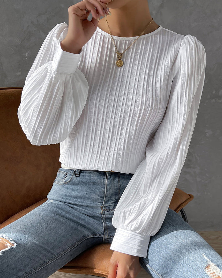 MARY | PLEATED LANTERN SLEEVE TOP FOR WOMEN