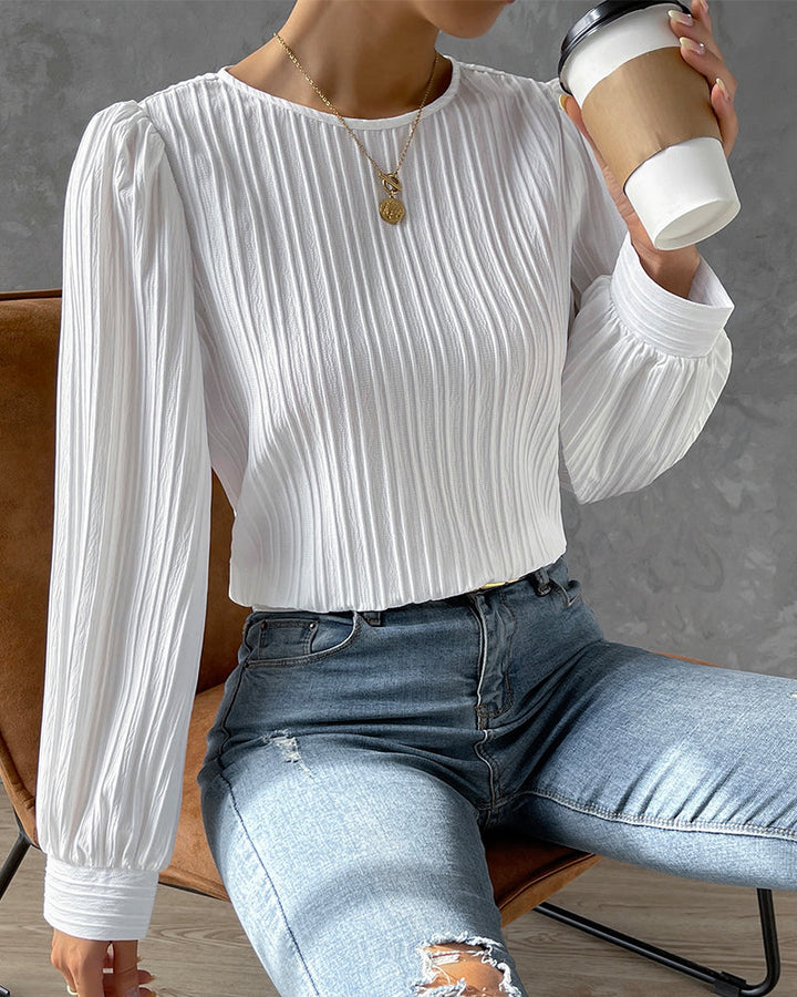 MARY | PLEATED LANTERN SLEEVE TOP FOR WOMEN