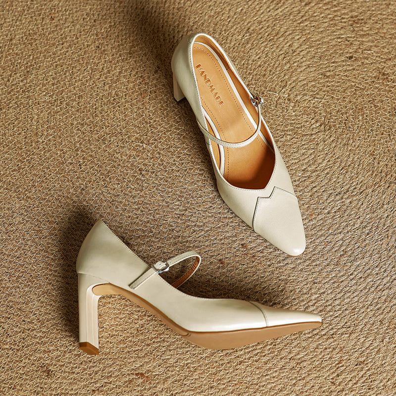 Evie | Genuine Leather Heels with Strap