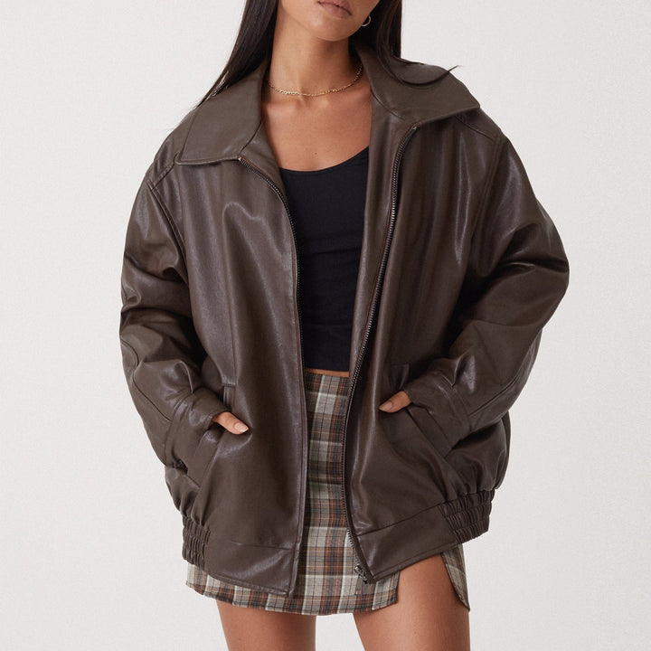 Katie | Women’s Relaxed Fit Zipper Bomber Jacket